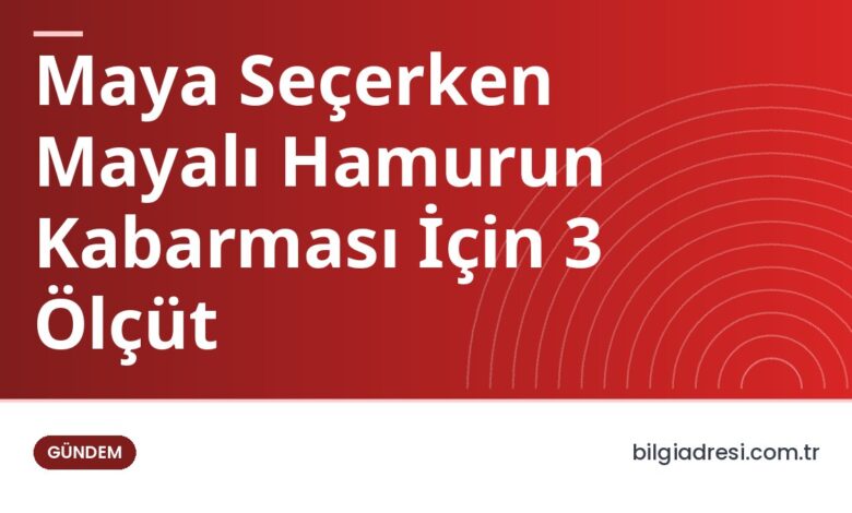 Maya Seçerken Mayalı Hamurun Kabarması İçin 3 Ölçüt